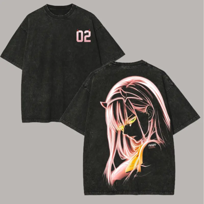 Zero Two Darling in the Franxx Printed Unisex Washed T-Shirt