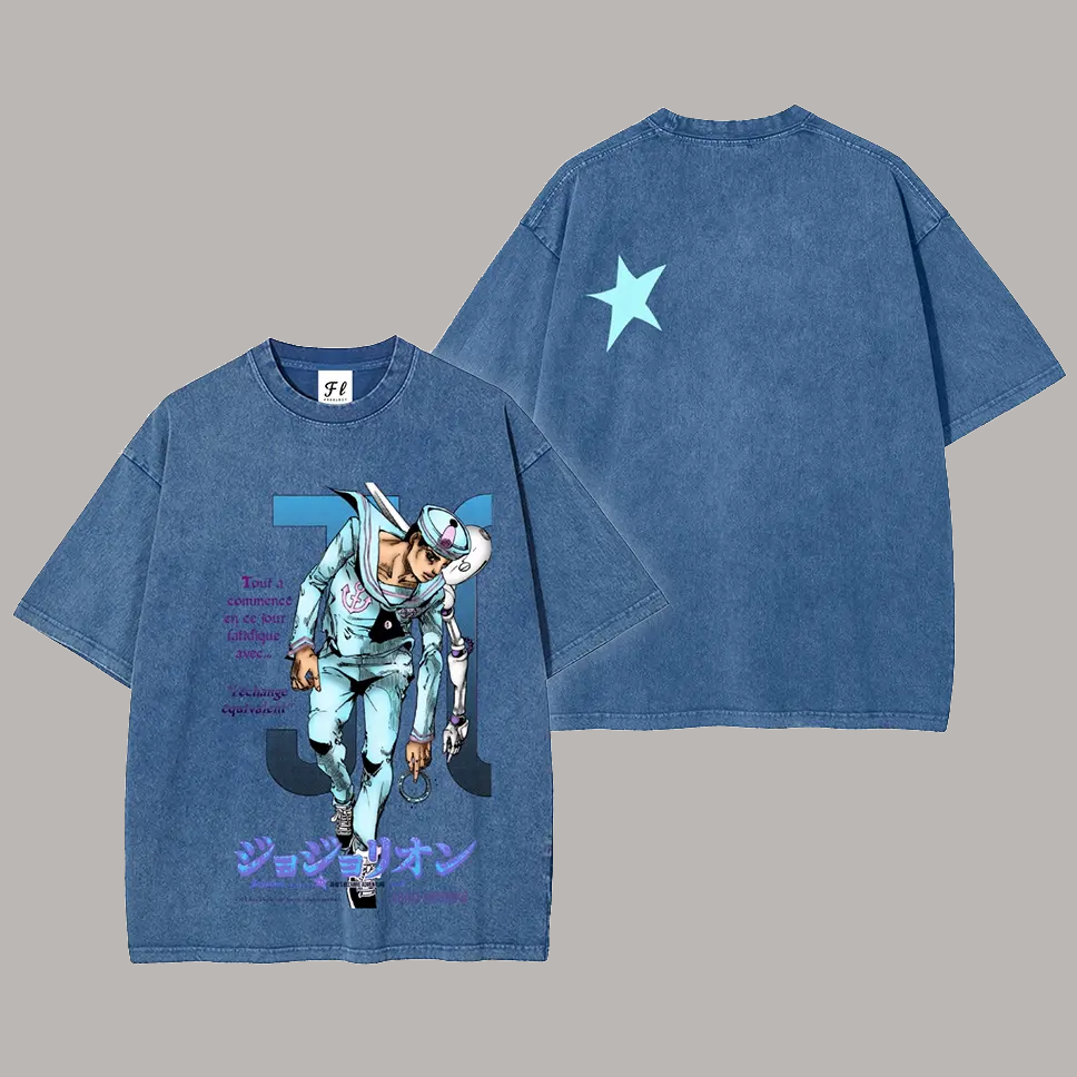 Josuke Higashikata JoJo's Bizarre Adventure Printed Unisex Washed T-Shirt