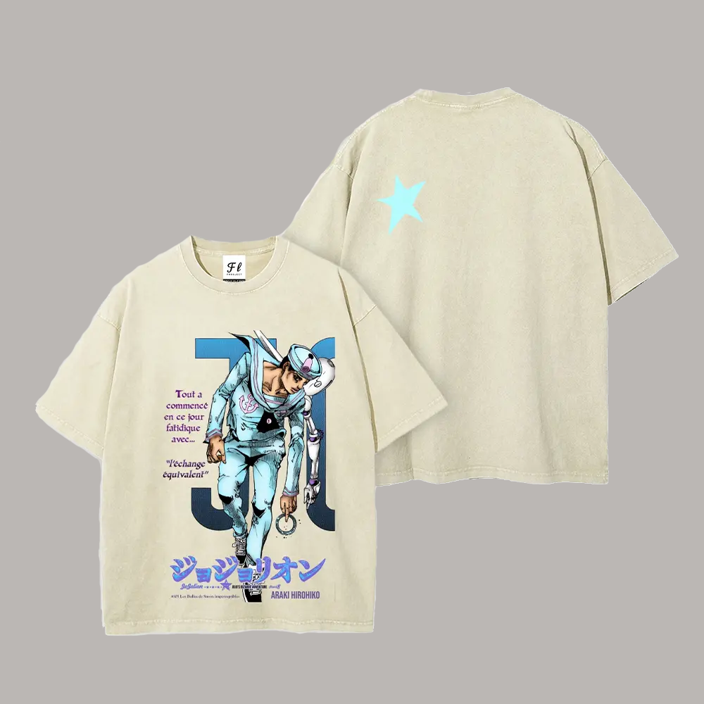 Josuke Higashikata JoJo's Bizarre Adventure Printed Unisex Washed T-Shirt