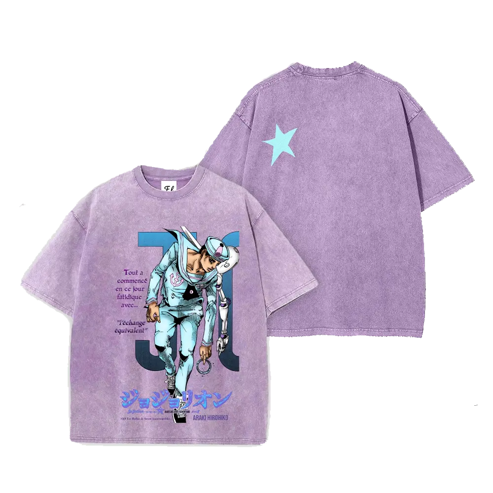 Josuke Higashikata JoJo's Bizarre Adventure Printed Unisex Washed T-Shirt