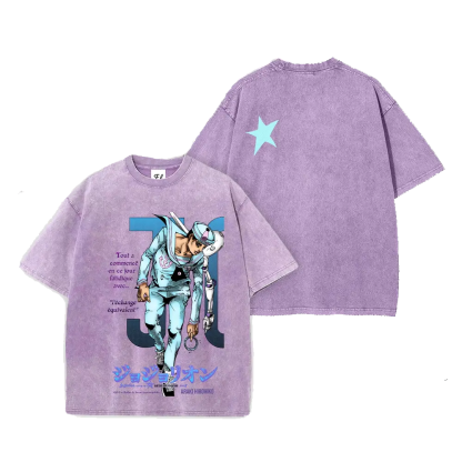 Josuke Higashikata JoJo's Bizarre Adventure Printed Unisex Washed T-Shirt