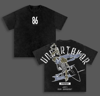 86 Eighty Six Undertaker Printed Unisex Washed T-Shirt