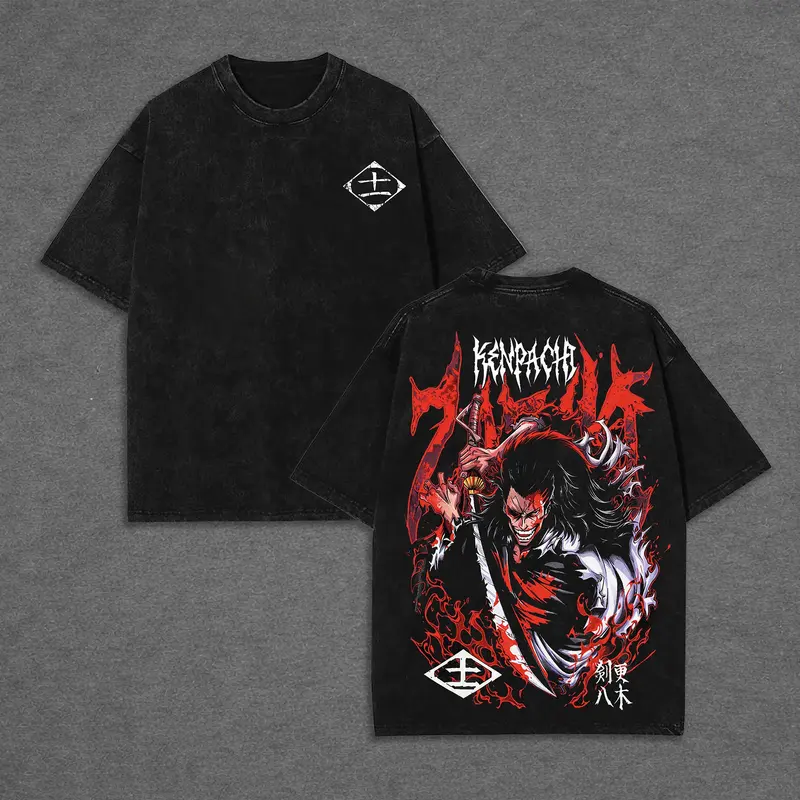 Kenpachi Zaraki Bleach Printed Unisex Washed T-Shirt