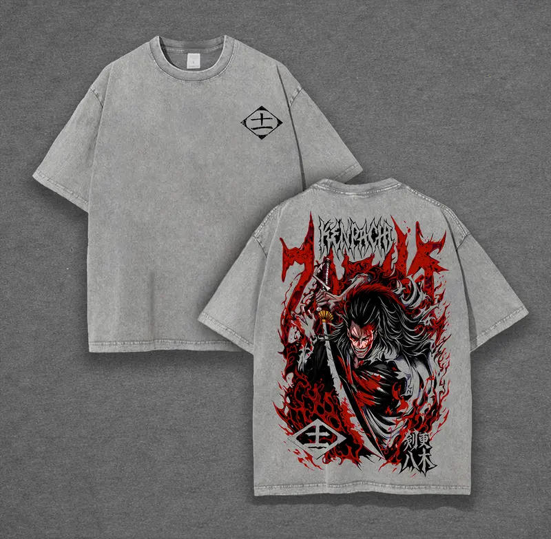 Kenpachi Zaraki Bleach Printed Unisex Washed T-Shirt