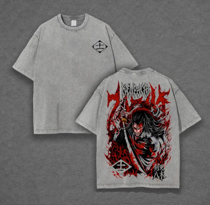 Kenpachi Zaraki Bleach Printed Unisex Washed T-Shirt