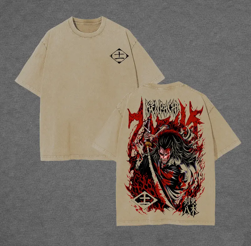 Kenpachi Zaraki Bleach Printed Unisex Washed T-Shirt