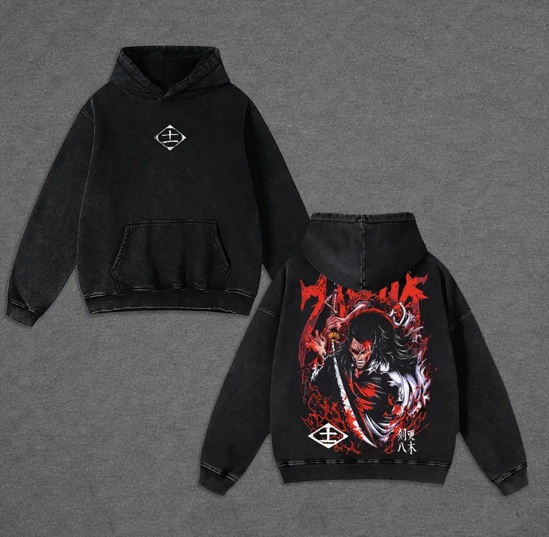 Kenpachi Zaraki Bleach Printed Unisex Washed T-Shirt
