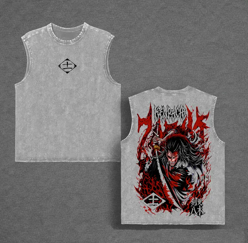 Kenpachi Zaraki Bleach Printed Unisex Washed T-Shirt