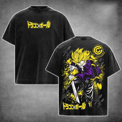 Future Trunks Dragon Ball Printed Unisex Washed T-Shirt