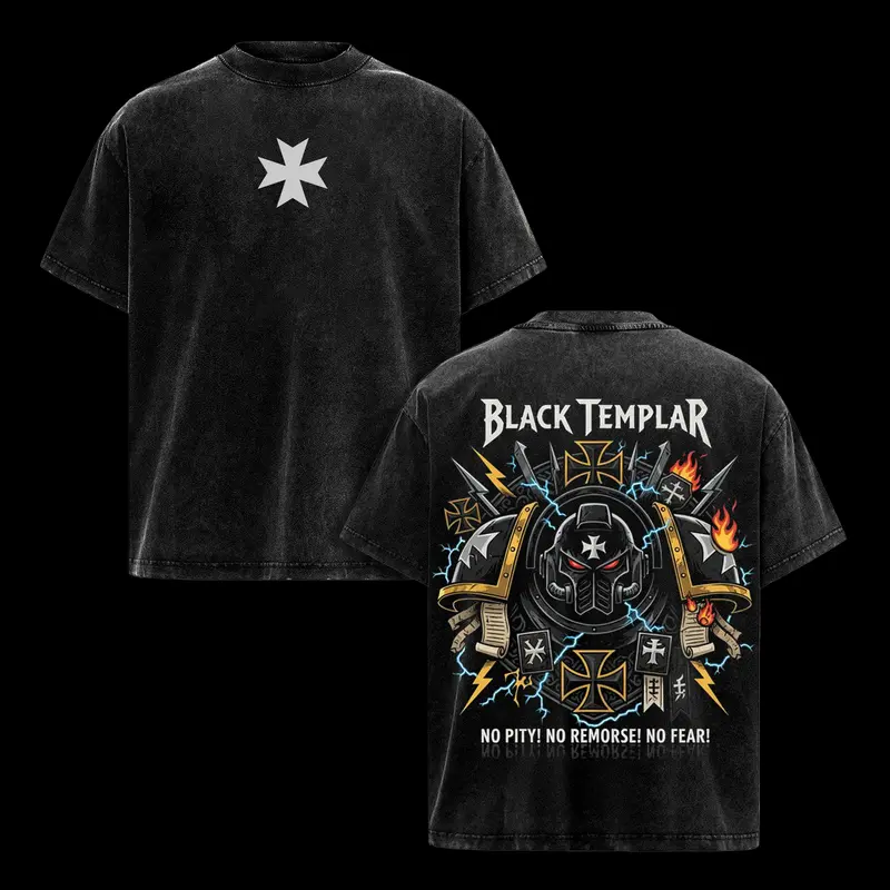 Black Templar Warhammer 40K Printed Unisex Washed T-Shirt