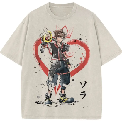 Kingdom Hearts Printed Unisex Washed T-Shirt 