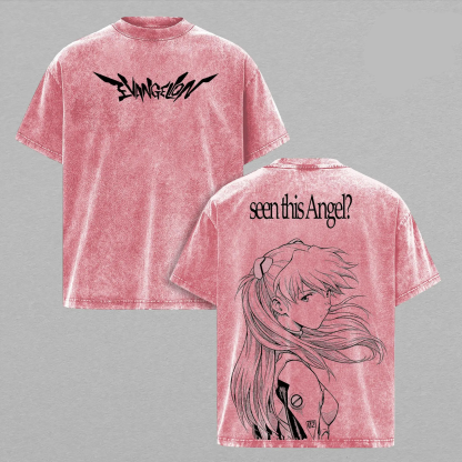 Asuka Langley Evangelion Vintage Unisex Washed T-Shirt