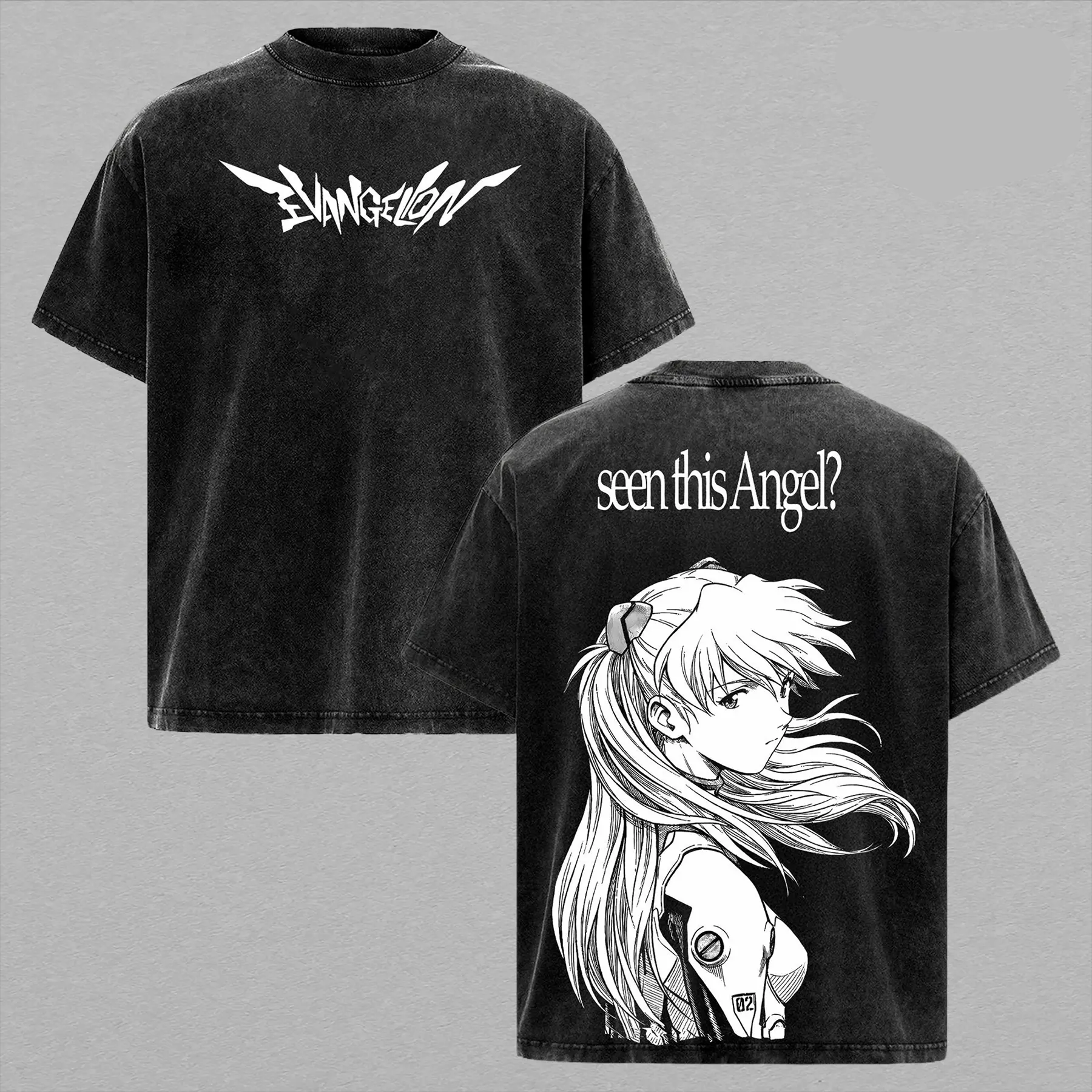 Asuka Langley Evangelion Vintage Unisex Washed T-Shirt