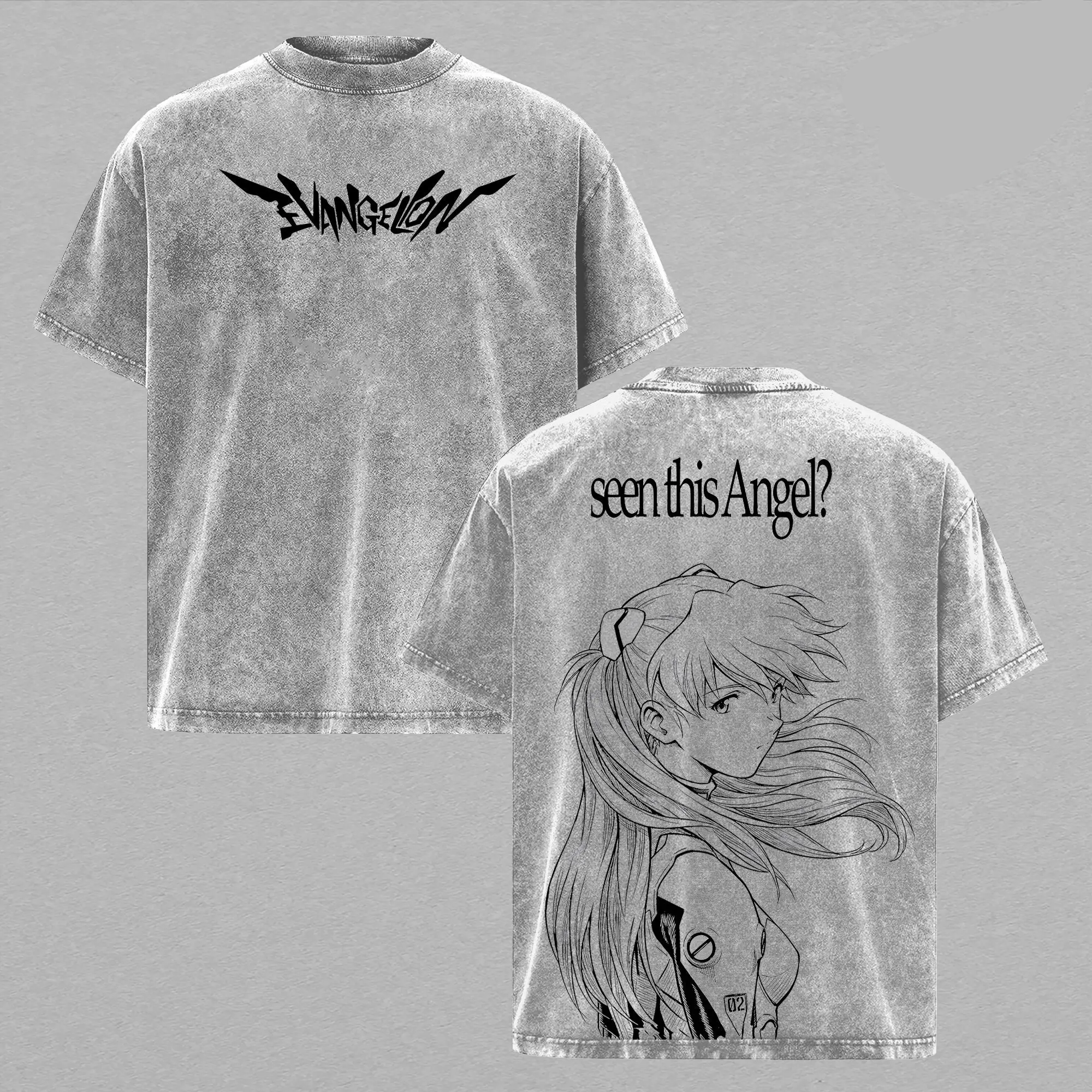 Asuka Langley Evangelion Vintage Unisex Washed T-Shirt