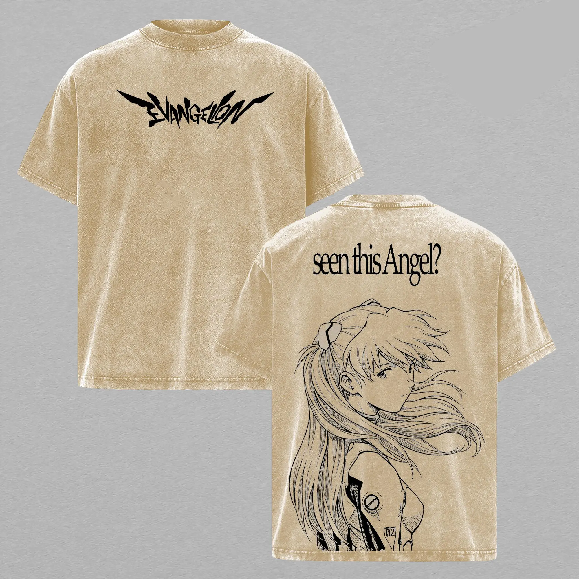 Asuka Langley Evangelion Vintage Unisex Washed T-Shirt