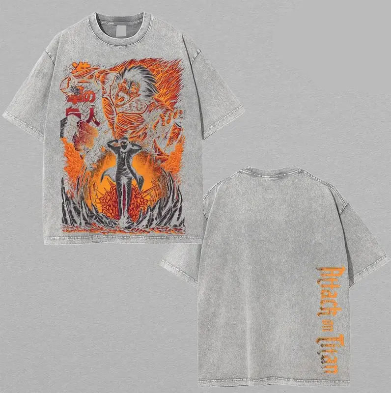 Eren Yeager ATTACK ON TITAN Printed Unisex Washed T-Shirt