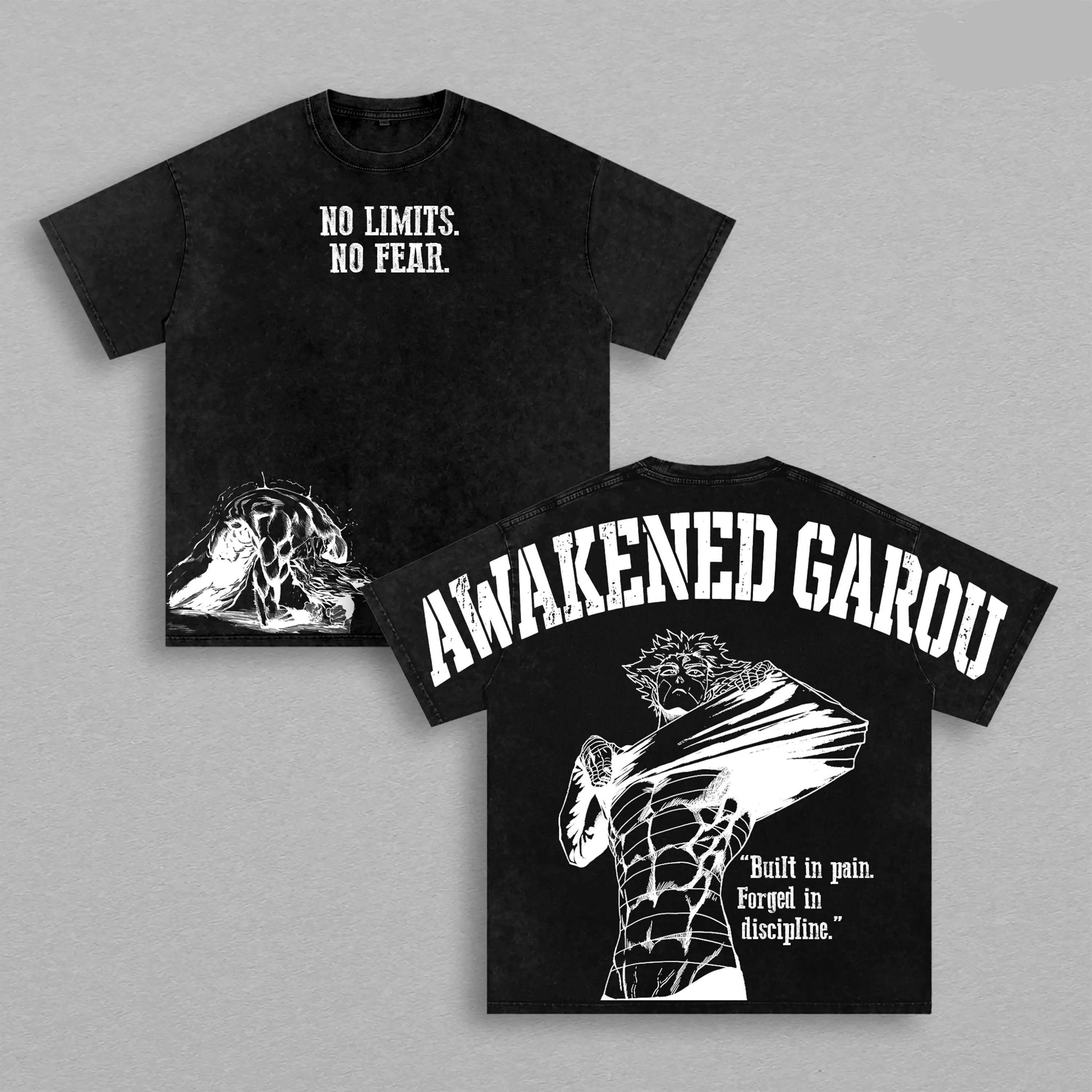 Garou One Punch Man Printed Unisex Washed T-Shirt