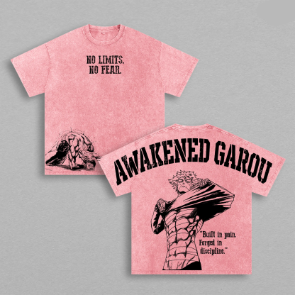 Garou One Punch Man Printed Unisex Washed T-Shirt