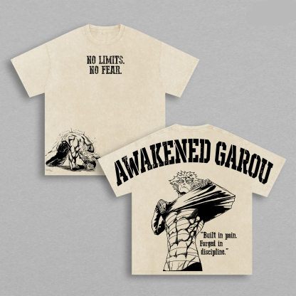 Garou One Punch Man Printed Unisex Washed T-Shirt