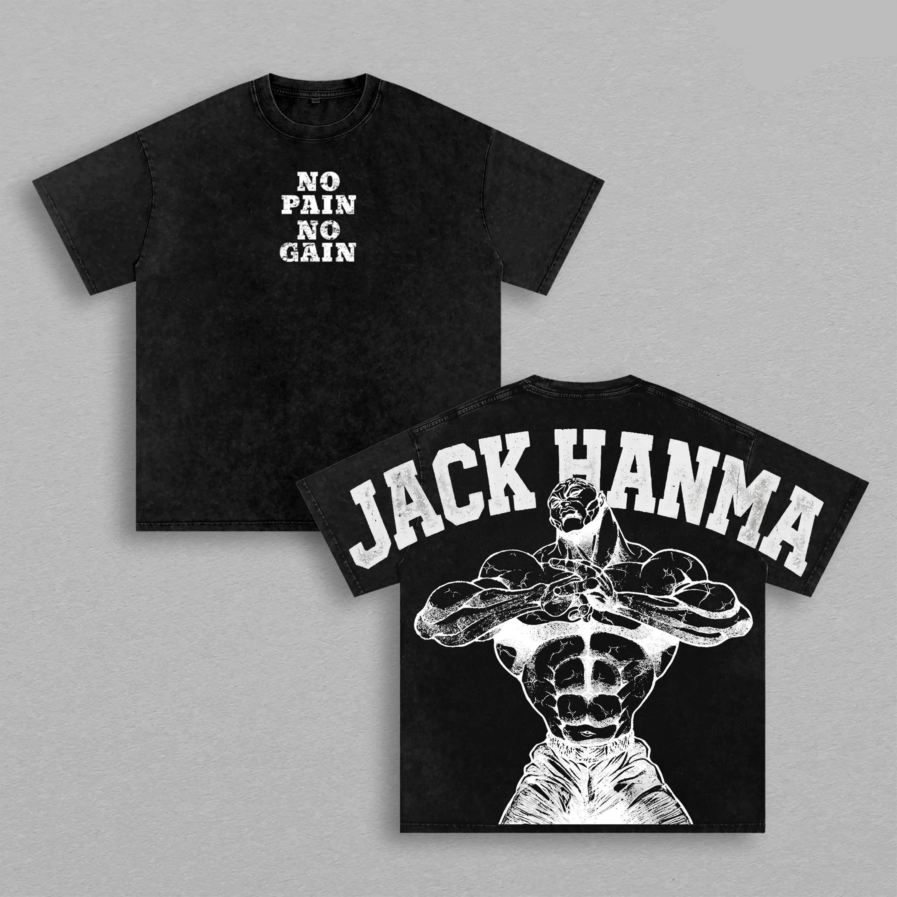 Jack Hanma Baki Printed Unisex Washed T-Shirt