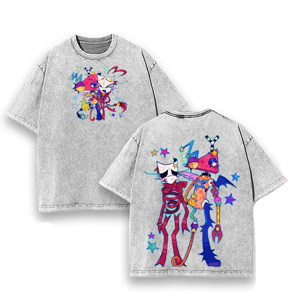Gangle and Zooble The Amazing Digital Circus Printed Unisex Washed T-Shirt 