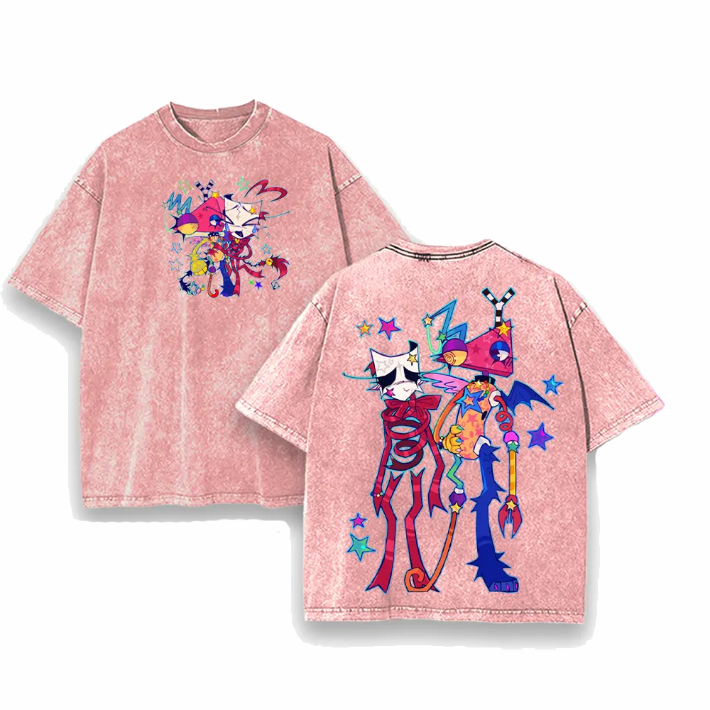 Gangle and Zooble The Amazing Digital Circus Printed Unisex Washed T-Shirt 