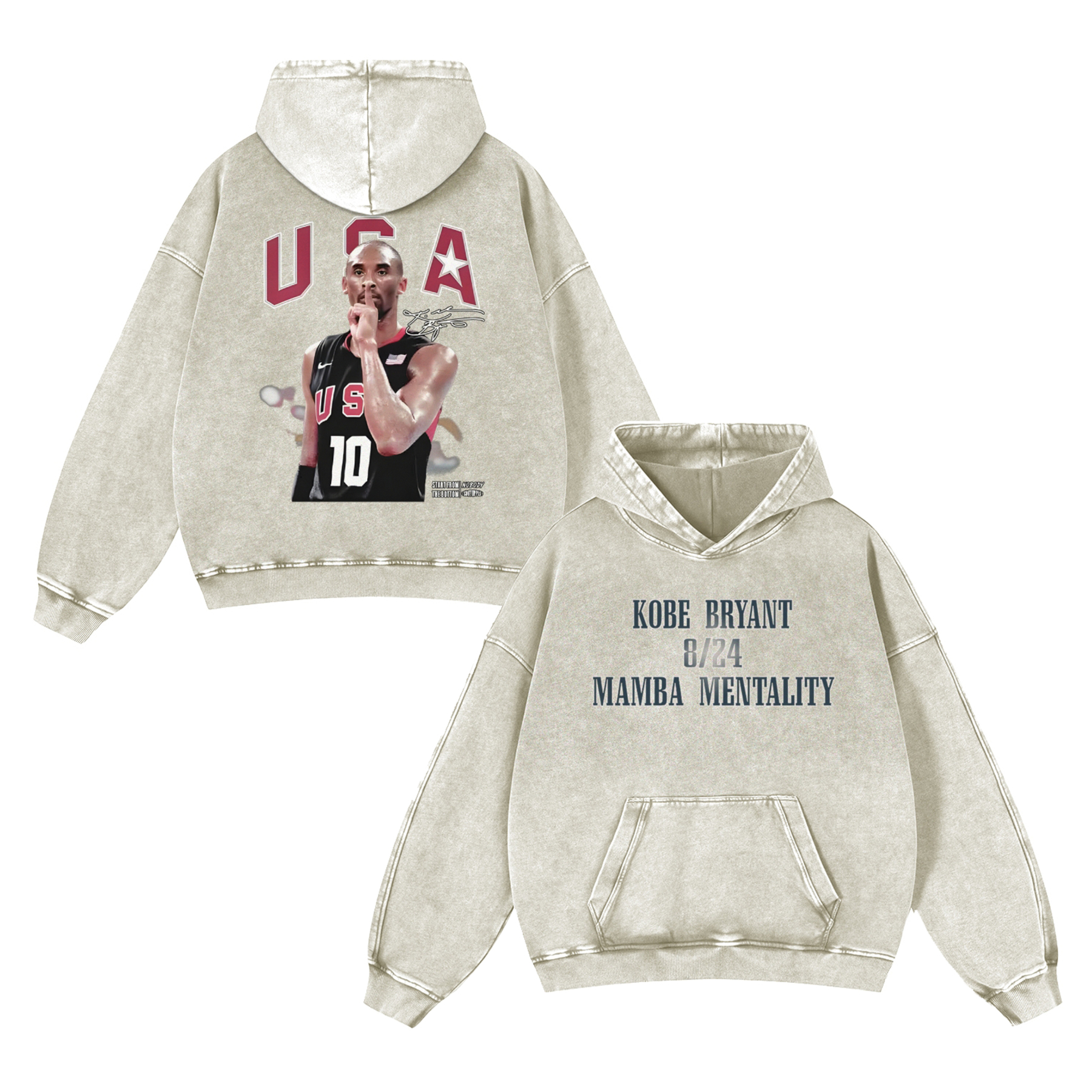 USA 10 KOBE Casual Washed Hoodie