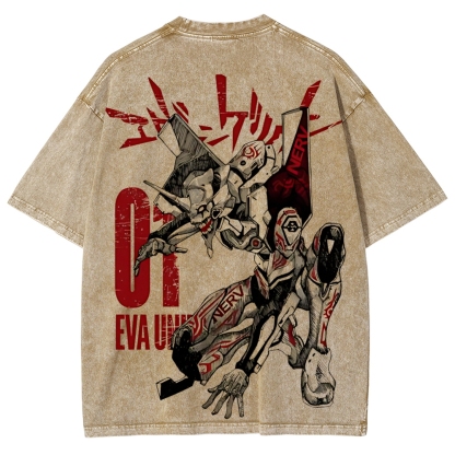 Eva Unit-01  Vintage Unisex Washed T-Shirt | Neon Genesis Evangelion