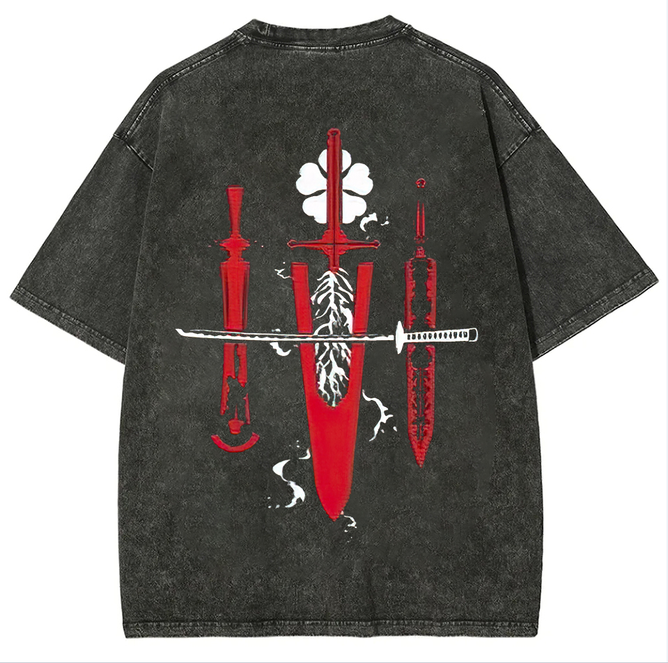 Black Clover Printed Unisex Washed T-Shirt