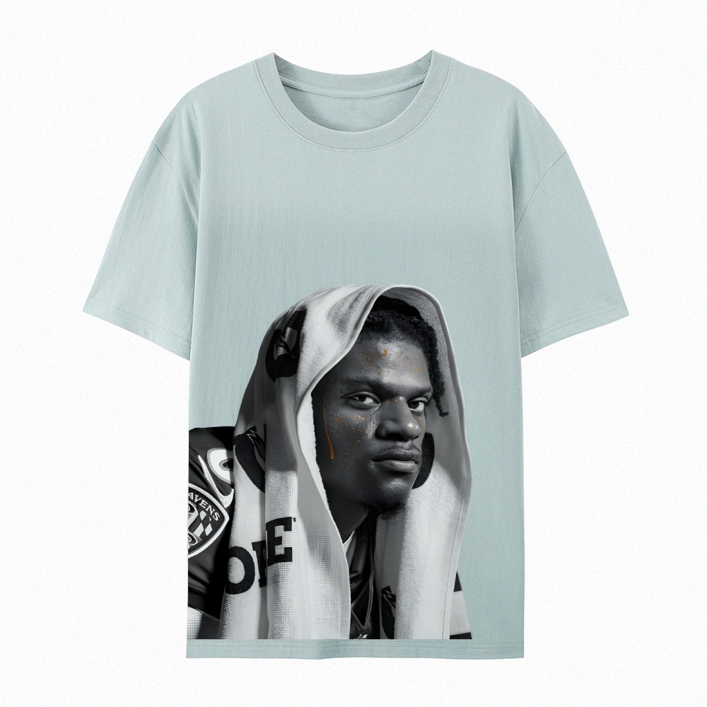 RAVENS Lamar Jackson Vintage Style Unisex-Adult Oversized Washed Cotton T-Shirt 