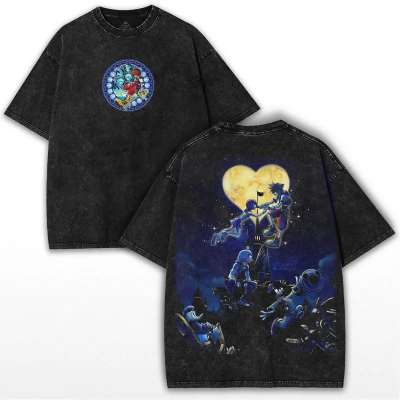 Kingdom Hearts Printed Unisex Washed T-Shirt 