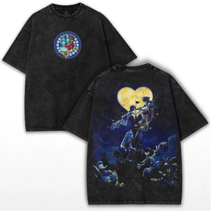 Kingdom Hearts Printed Unisex Washed T-Shirt 