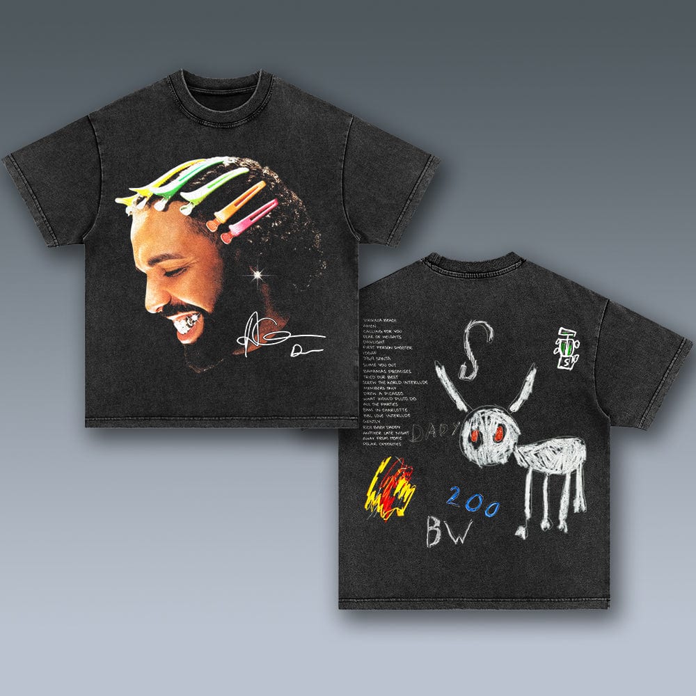 Unisex-Adult Ultra Cotton Washed T-Shirt Graphic  DRAKE FOR ALL THE DOGS