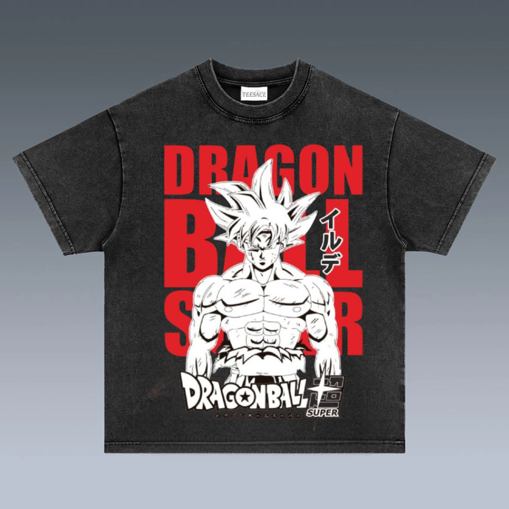 Unisex-Adult Ultra Cotton Washed T-Shirt Graphic SUPER SAIYAN GOKU TEE - [DS]