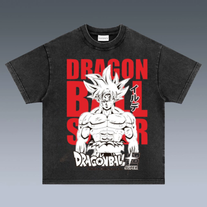 Unisex-Adult Ultra Cotton Washed T-Shirt Graphic SUPER SAIYAN GOKU TEE - [DS]