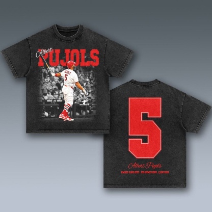 Unisex-Adult Ultra Cotton Washed T-Shirt Graphic ALBERT PUJOLS VINTAGE TEE