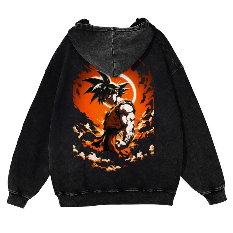 Dragon Ball DBZ Goku Unisex Fall Hoodies Men Streetwear Vintage Washed 80s 90s Graphic Pullover Cotton Anime Funny Sweatshirt Gifts
