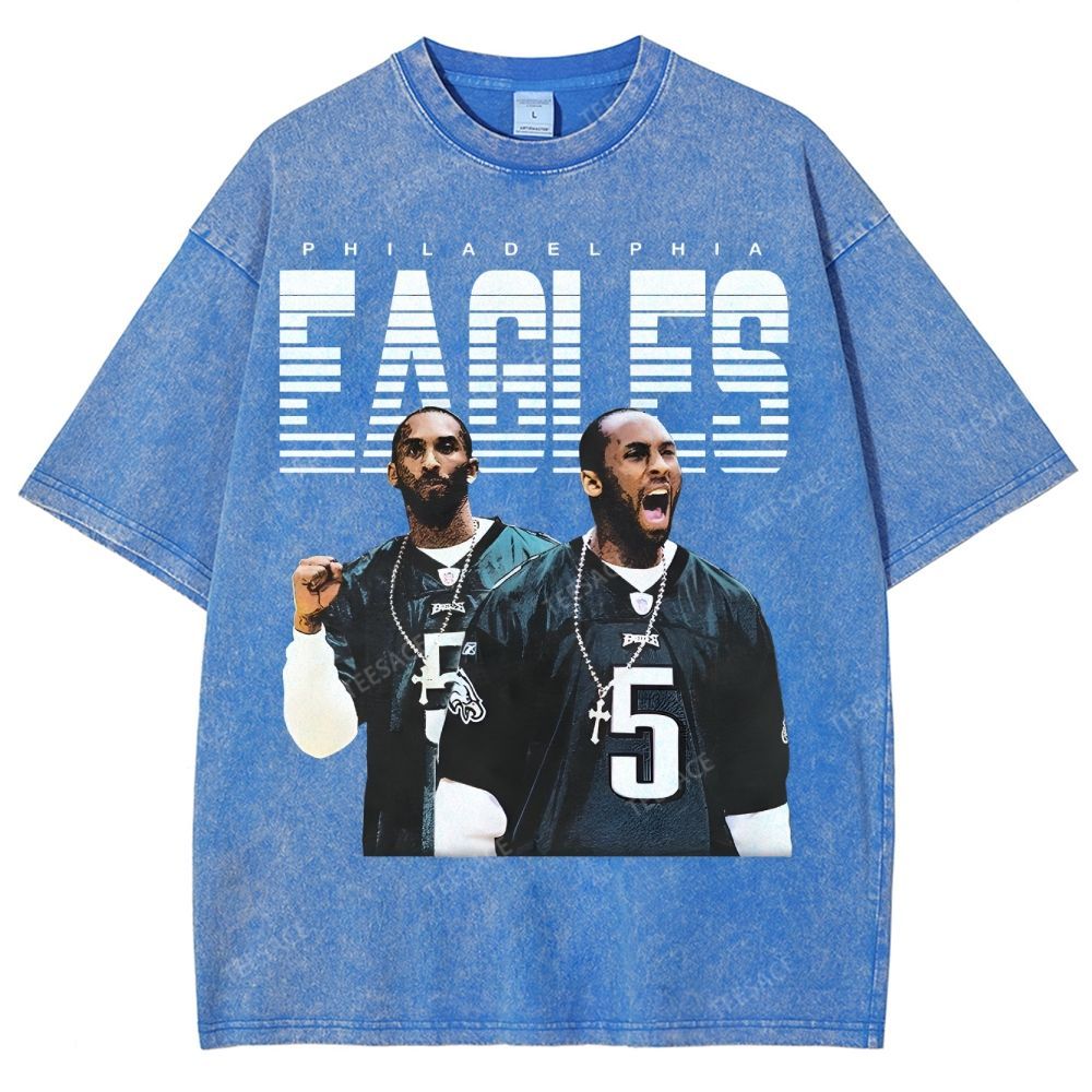 VINTAGE Unisex-Adult TEE | EAGLES KOBE Classic Washed Denim