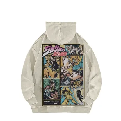 JoJo's Bizarre Adventure Vintage Unisex Washed Hoodie