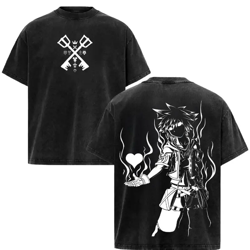 Kingdom Hearts Printed Unisex Washed T-Shirt 