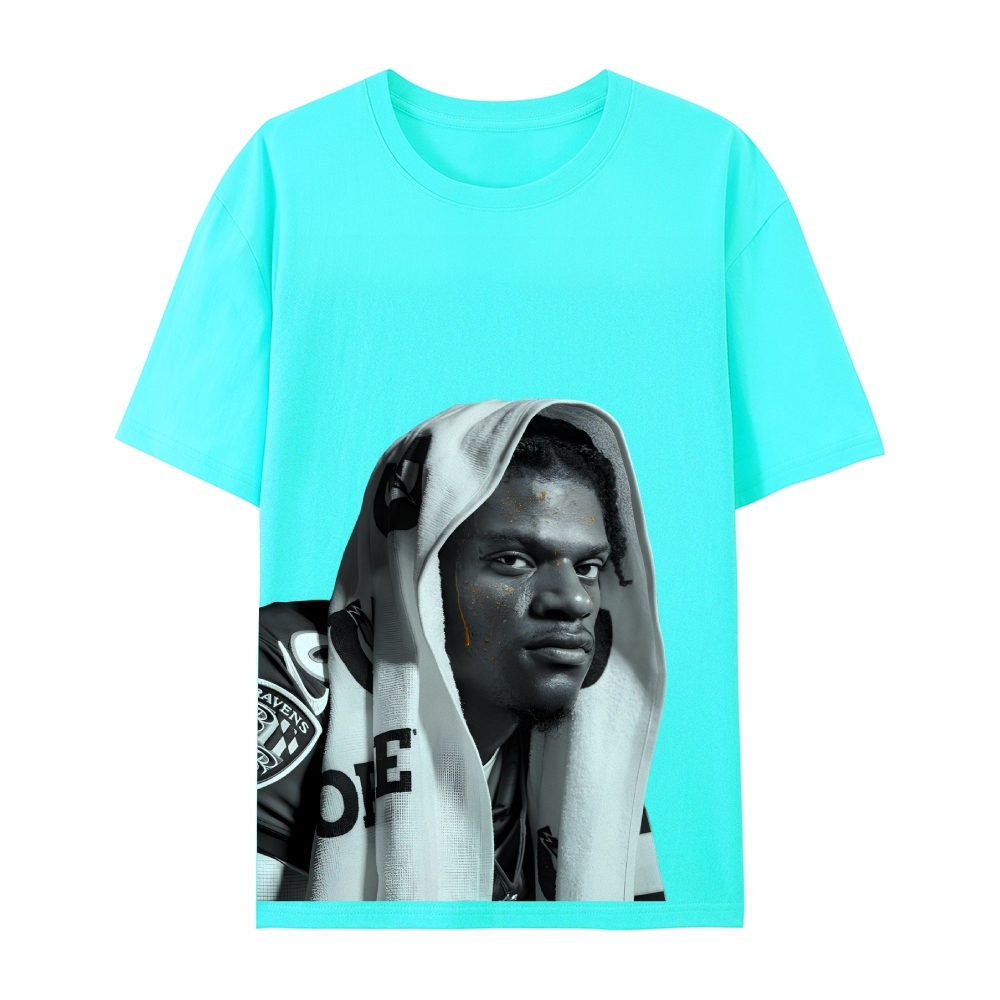 RAVENS Lamar Jackson Vintage Style Unisex-Adult Oversized Washed Cotton T-Shirt 