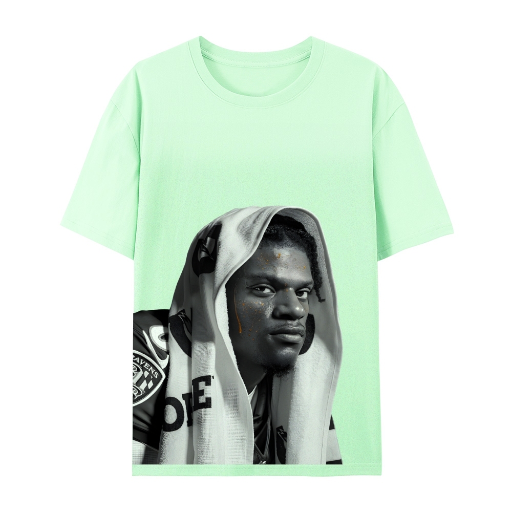 RAVENS Lamar Jackson Vintage Style Unisex-Adult Oversized Washed Cotton T-Shirt 