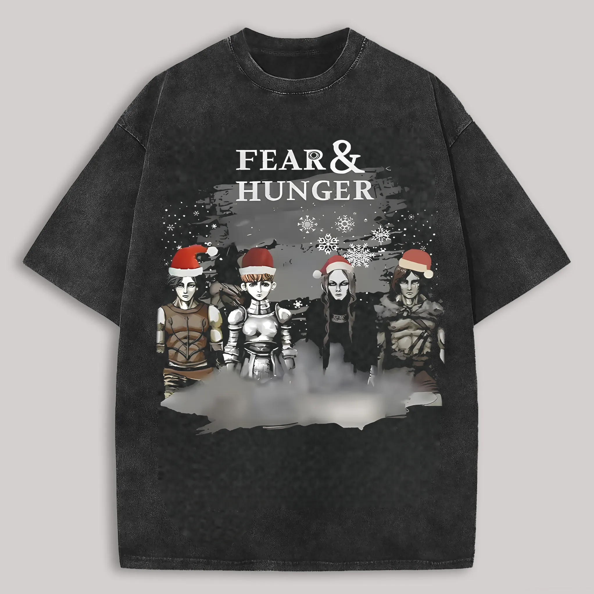 Fear & Hunger Printed Unisex Washed T-Shirt