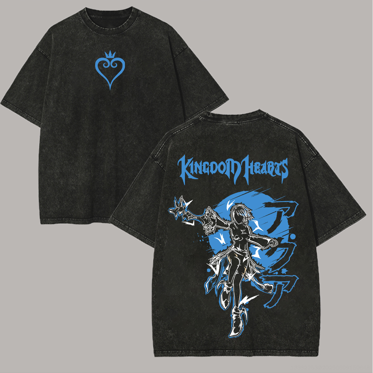 Kingdom Hearts Aqua Printed Unisex Washed T-Shirt