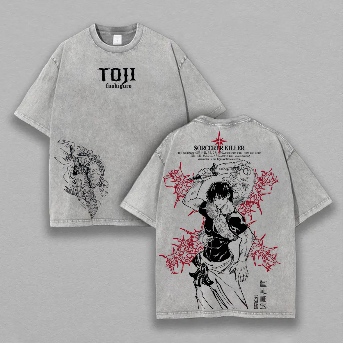 Jujutsu Kaisen Toji Fushiguro Printed Unisex Washed T-Shirt