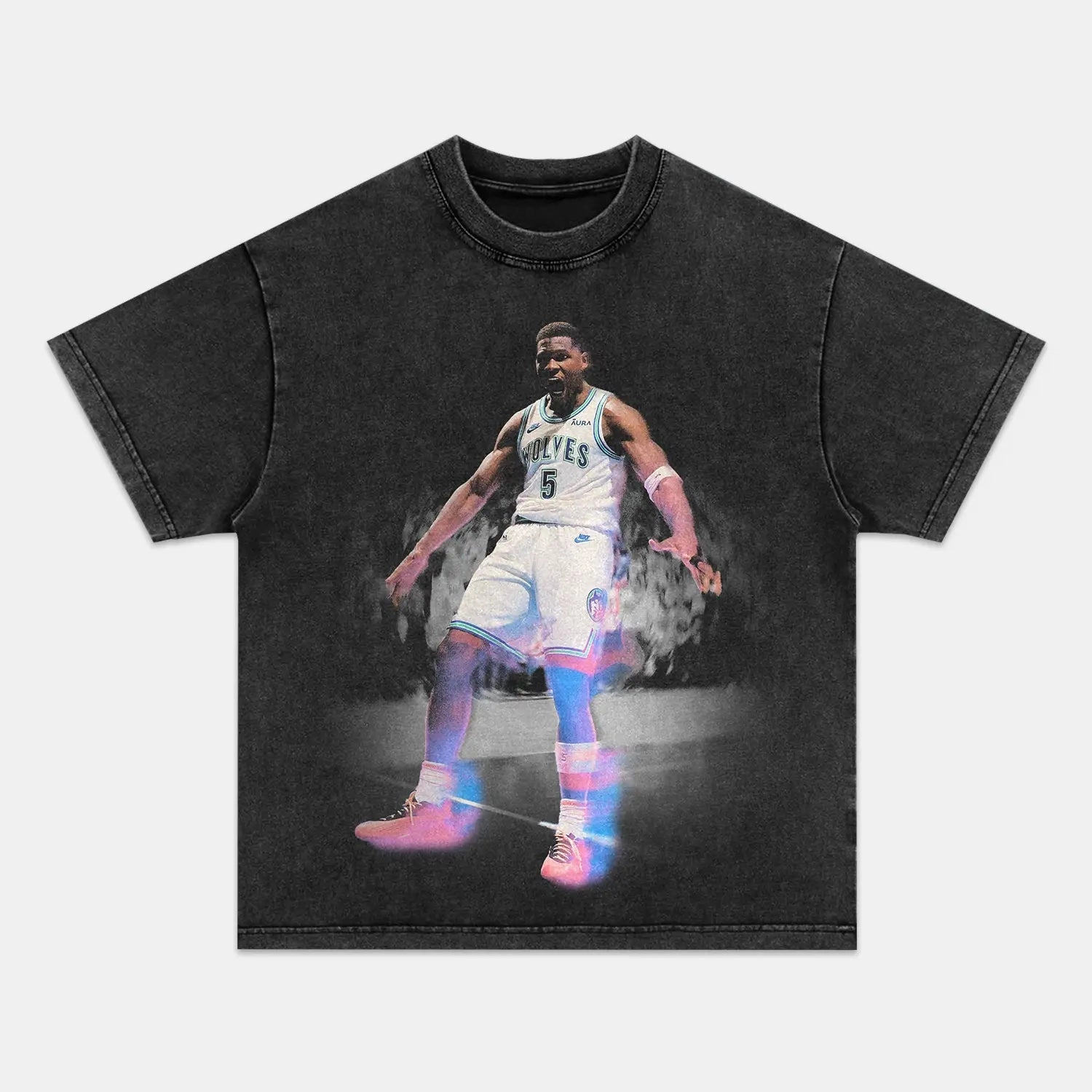 Unisex-Adult Ultra Cotton Washed T-Shirt Graphic ANTHONY EDWARDS VINTAGE TEE