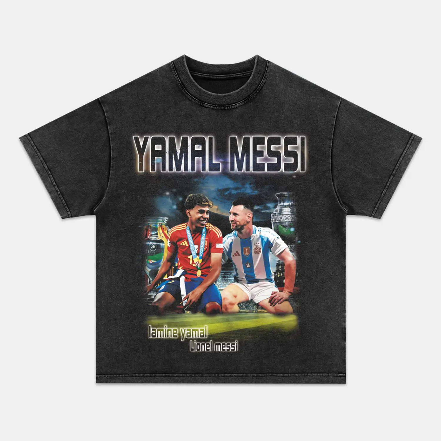 Unisex-Adult Ultra Cotton Washed T-Shirt Graphic    YAMAL & MESSI TEE (Men&Women)