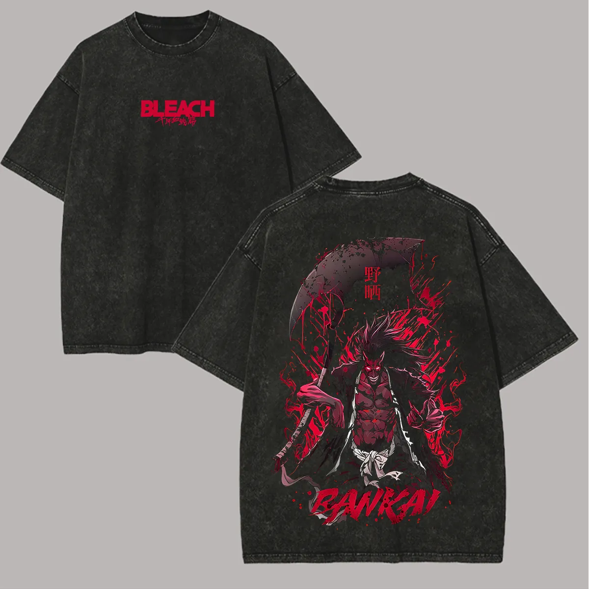 Bleach Kenpachi Zaraki Printed Unisex Washed T-Shirt