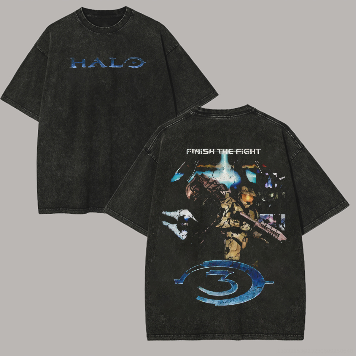 Halo 3: Finish The Fight Printed Unisex Washed T-Shirt