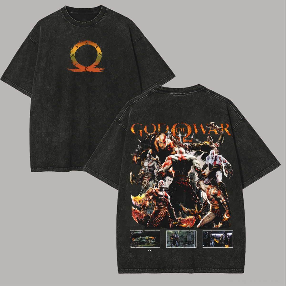 God of War Printed Unisex Washed T-Shirt